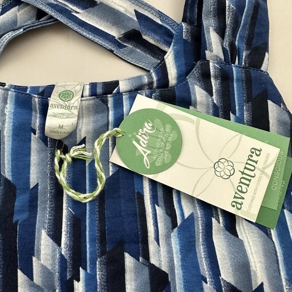 Aventura Womens Dress Size M New Blue Geometric Print Fit Flare Pockets Sundress - Picture 7 of 11